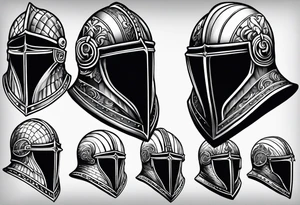 medieval knight helmet tattoo idea