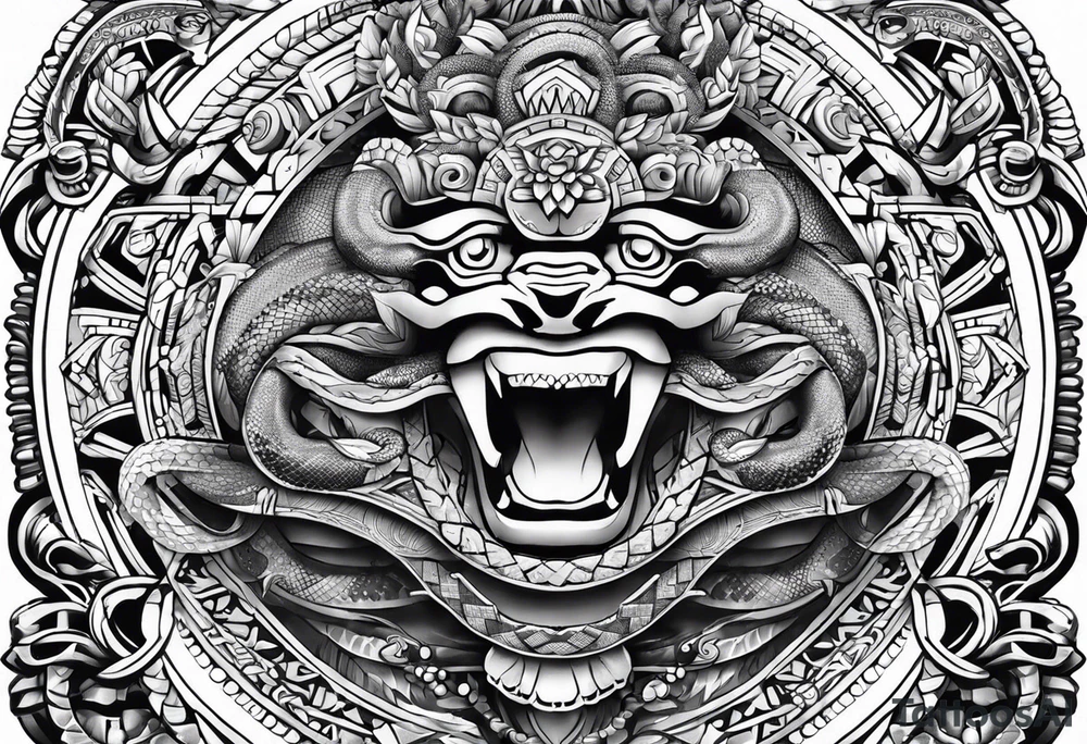 aztec snake sleeve tattoo idea