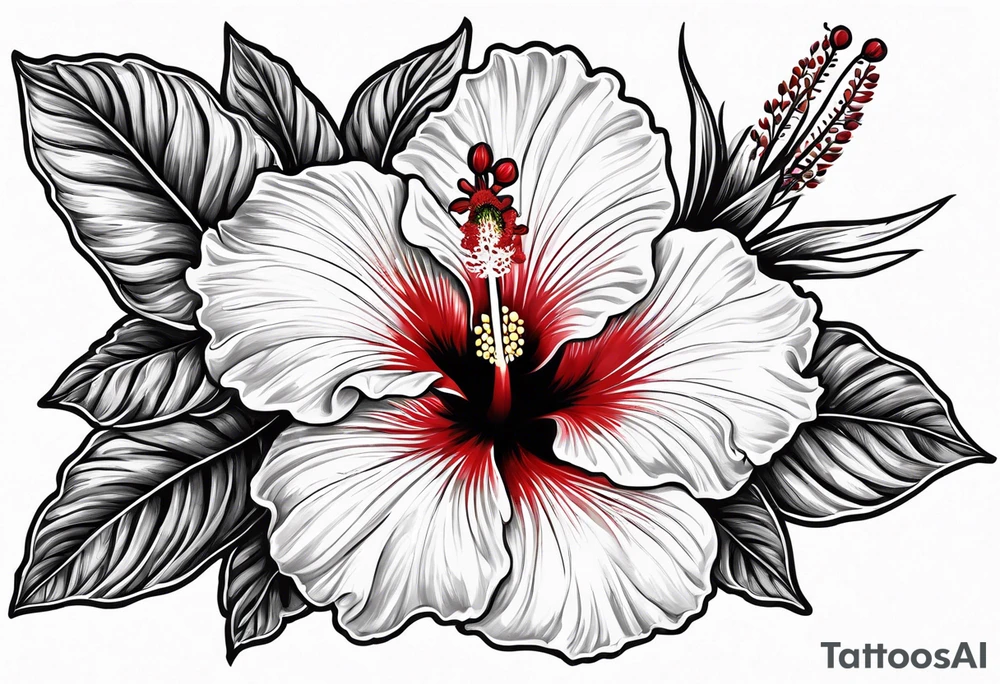 Red hibiscus, bluebonnet tattoo idea