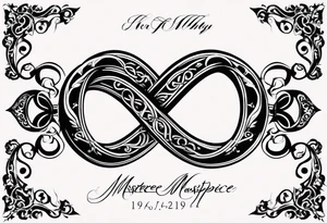 Infinity Symbol with Initials: Incorporate the infinity symbol, with the couple’s initials intertwined within the loop. This design can be exclusively in black or with a touch of red on the initials. tattoo idea