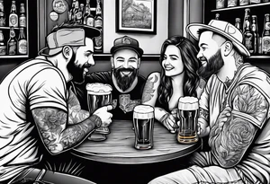 friends drinking beers tattoo idea
