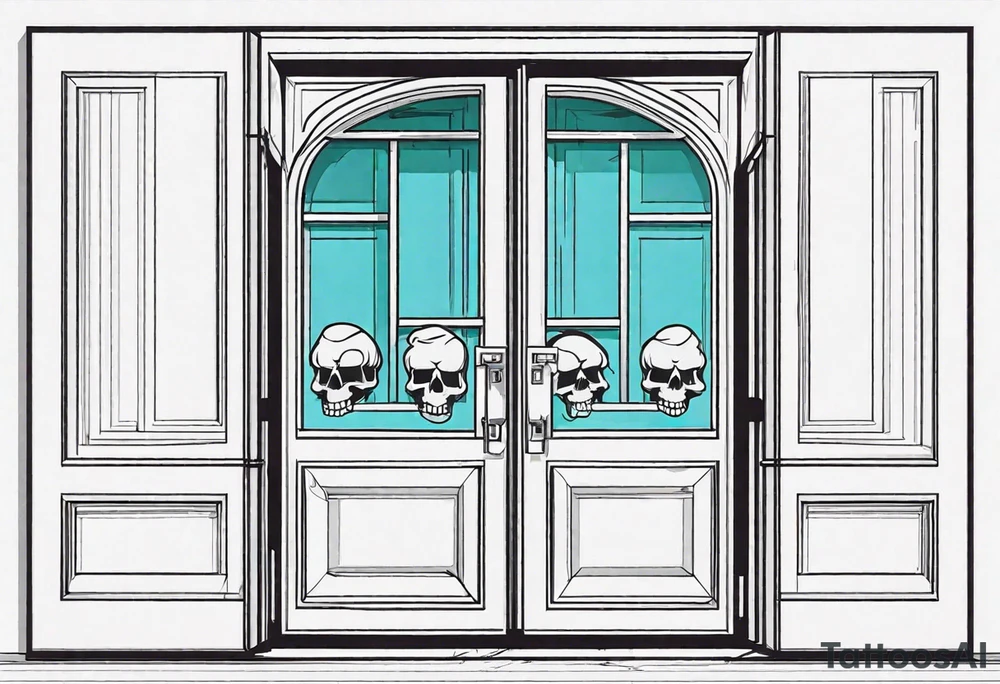 skull behind doors tattoo idea
