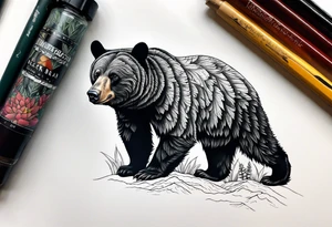 black bear mountain forest tattoo idea