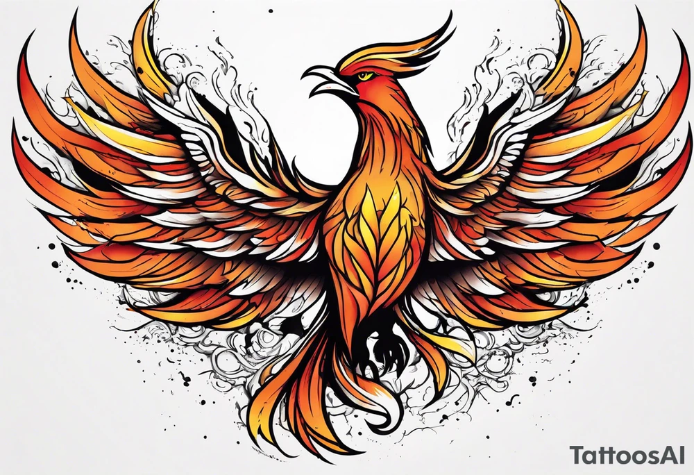 Phoenix rising from ashes tattoo idea