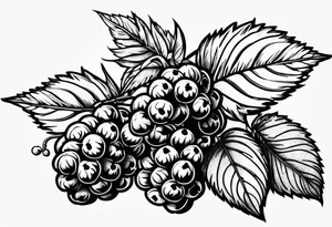 a long raspberry branch with lots of leaves and no shading tattoo idea