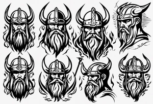 A viking riding face with flames and a motorcycle tattoo idea