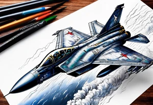 Fighter jet in a storm tattoo idea