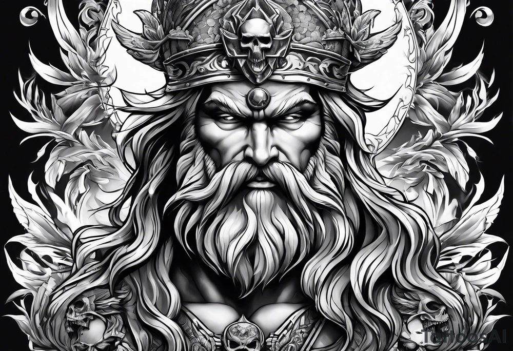 Zeus, lightning, skulls tattoo idea