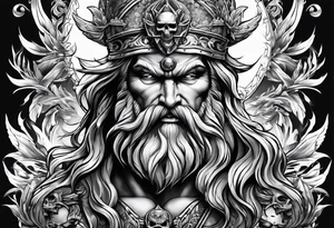 Zeus, lightning, skulls tattoo idea