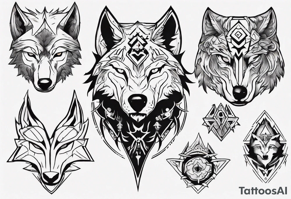 wolf head tattoo idea
