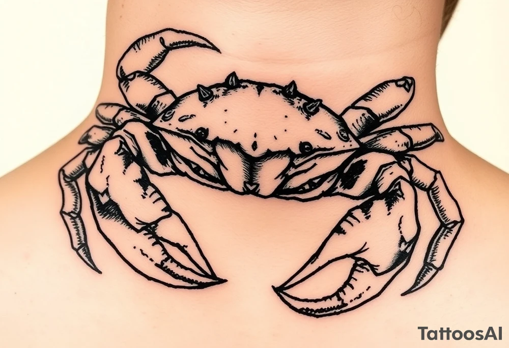 powerful majestic but vicious crab ready to defend or attack proudly showing off that a crab is the sign of a cancer tattoo idea
