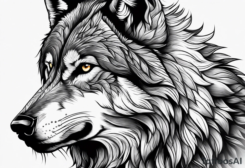 alpha wolf for mans chest tattoo idea