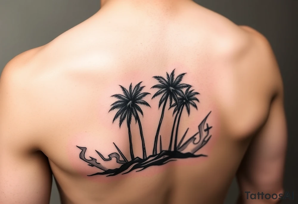 Zoe BOYZ with palm trees and flames tattoo idea