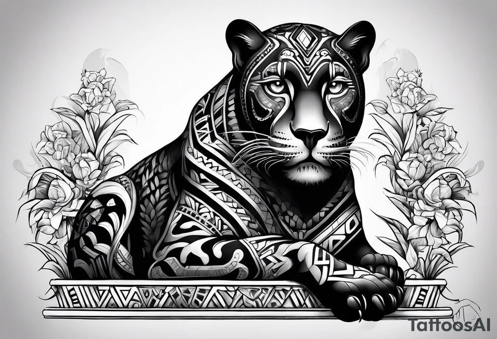 aztec black jaguar sitting tattoo idea