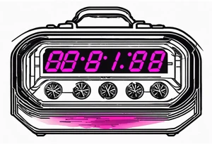 retrowave digital alarm clock tattoo idea
