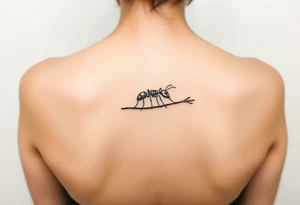 ant on a tree branch tattoo idea