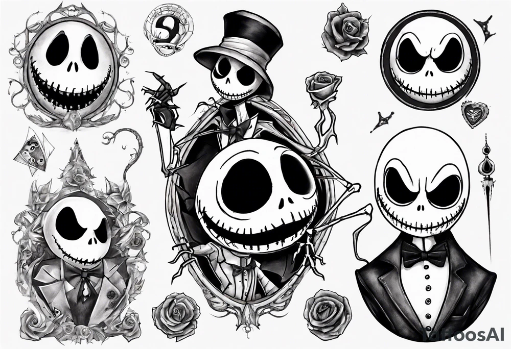 jack skellington and 
zero tattoo idea