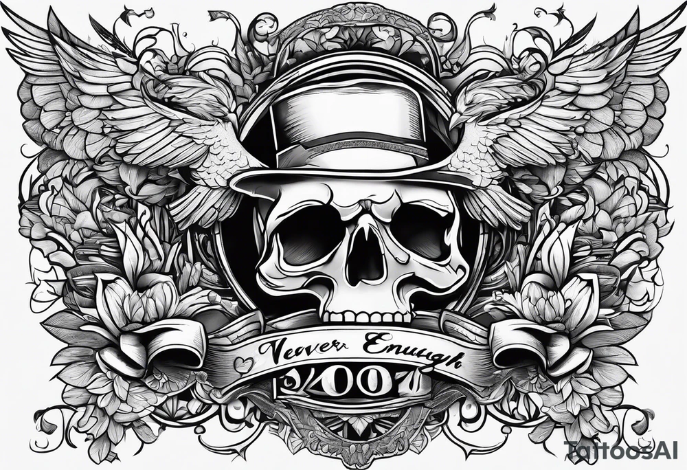 A tattoo that says Never Enough tattoo idea