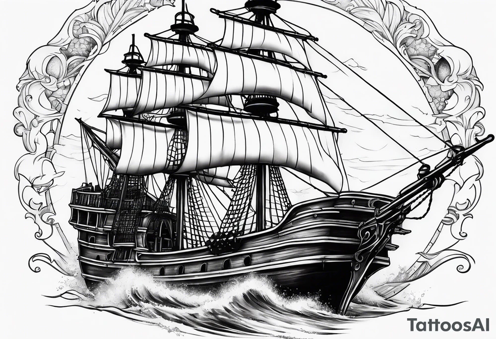 Pirate ship breaking in half tattoo idea