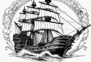 Pirate ship breaking in half tattoo idea