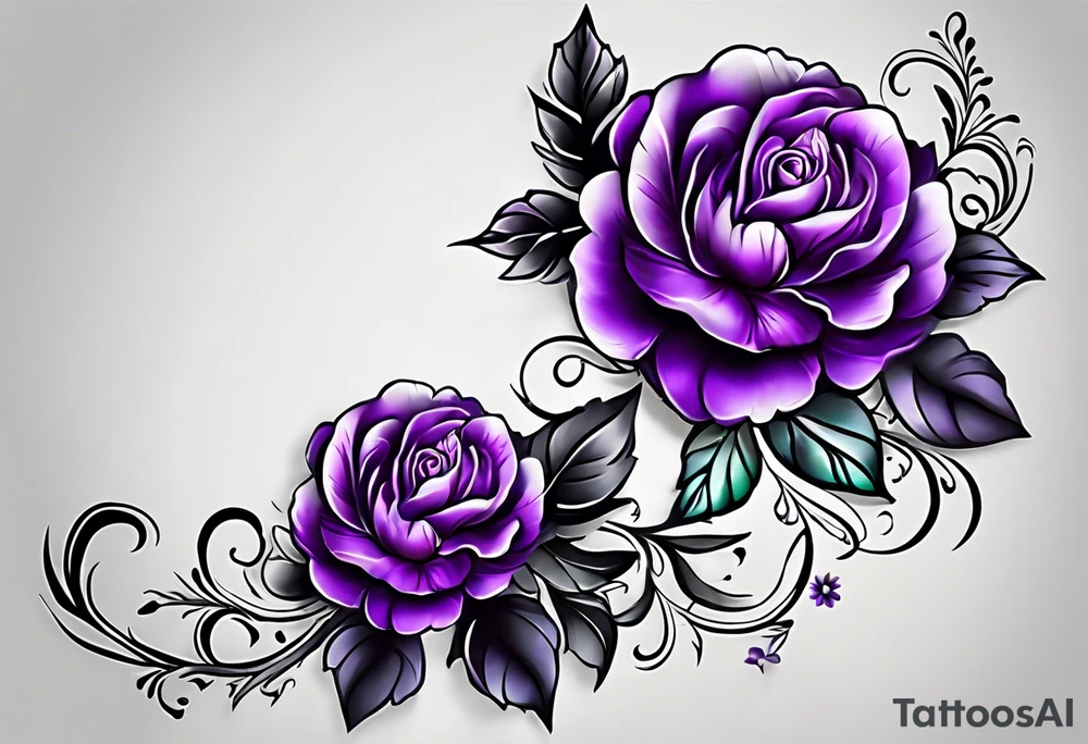 Forearm tattoo with purple flowers to always remember my grandma that passed away with a small white dove and heaven things added like clouds and stairs. tattoo idea