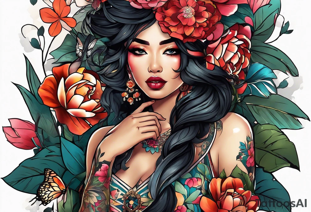 Nylah mariè 22/06/24 with flowers tattoo idea