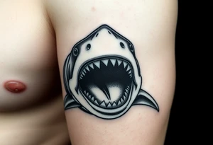 shark with open mouth frontal. tattoo idea