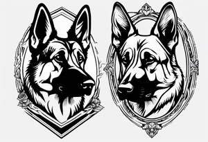 German shepherd with frame tattoo idea