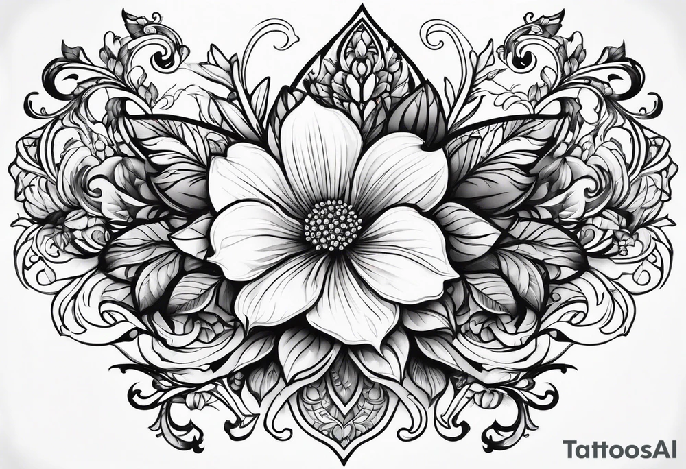ornate floral sternum tattoo tattoo idea