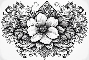 ornate floral sternum tattoo tattoo idea