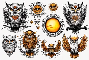 Sonne Eule tattoo idea