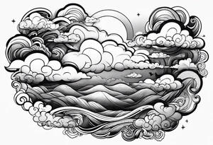 japanese clouds encirkling earth tattoo idea
