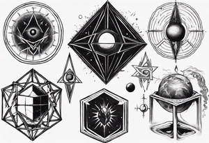 atlas baring black-cube of saturn upon, Occult esoteric tattoo idea