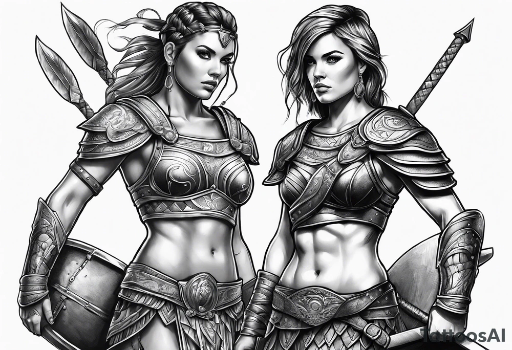 Female gladiator full body tattoo idea