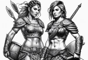 Female gladiator full body tattoo idea