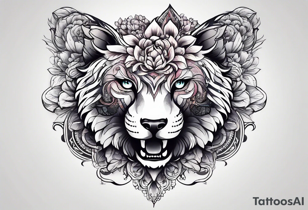 animal , flower tattoo idea