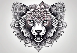 animal , flower tattoo idea