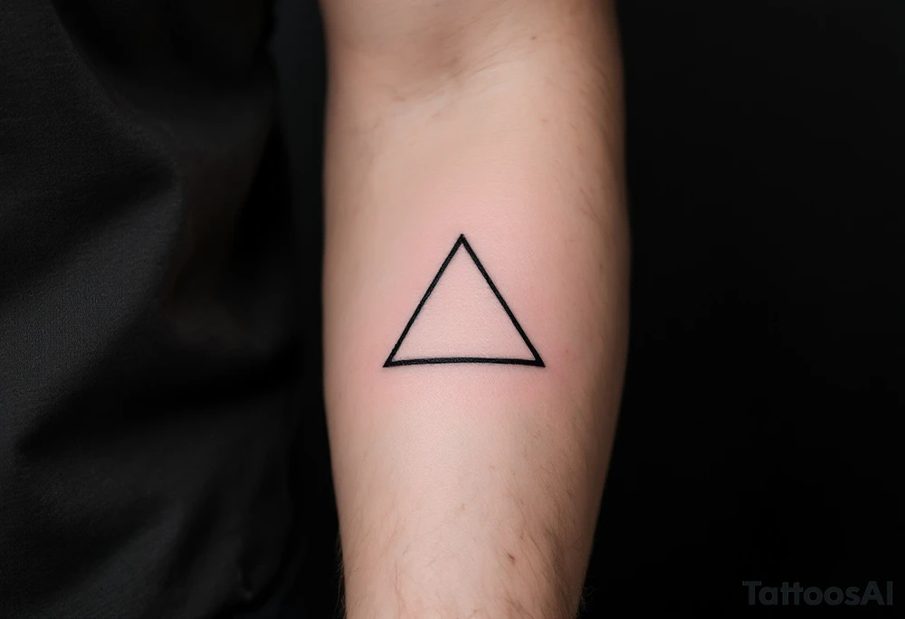 A minimalist black triangle pointing upward, symbolizing stability and strength tattoo idea