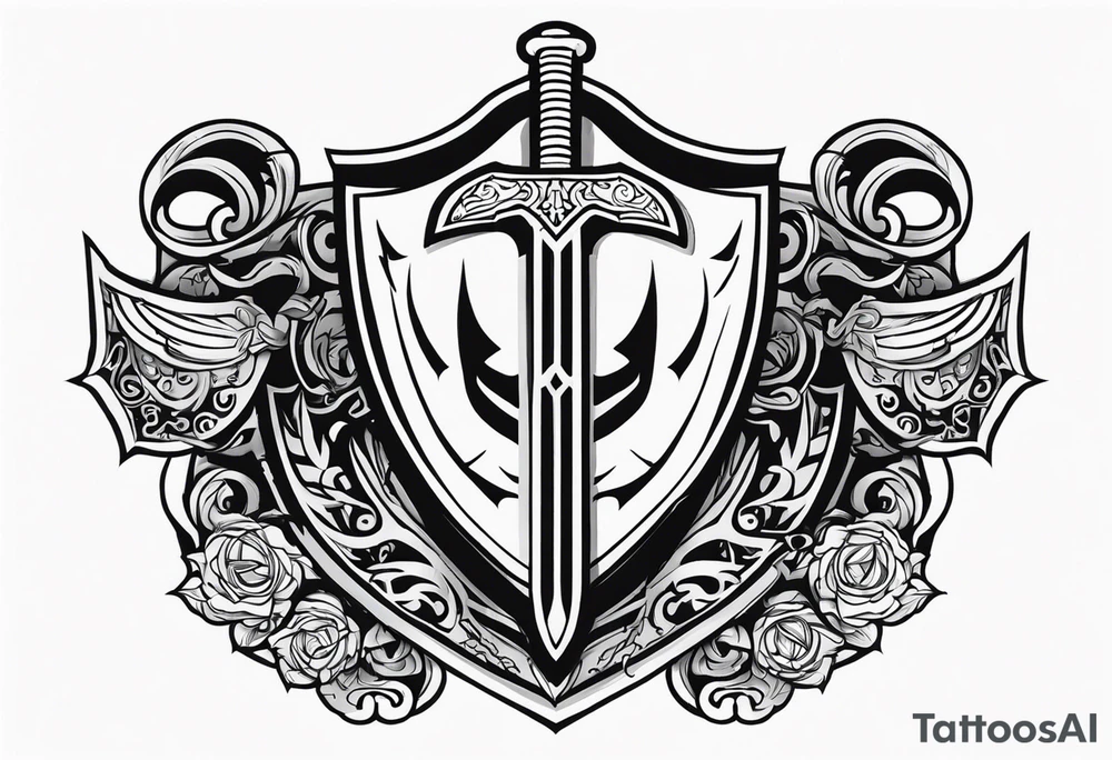 Valhalla shield sword tattoo idea