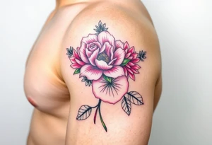 Rose and Chrysanthemum bouquet tattoo tattoo idea