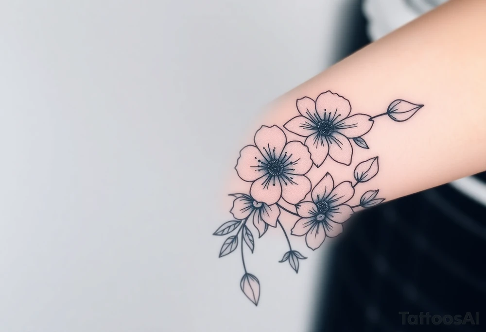 Bipolar chemical compound with flowers and fade from color to black and white tattoo idea