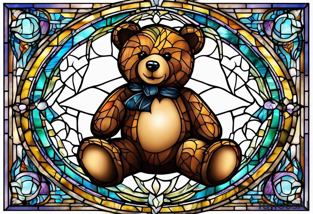 Teddy bear stain glass tattoo idea