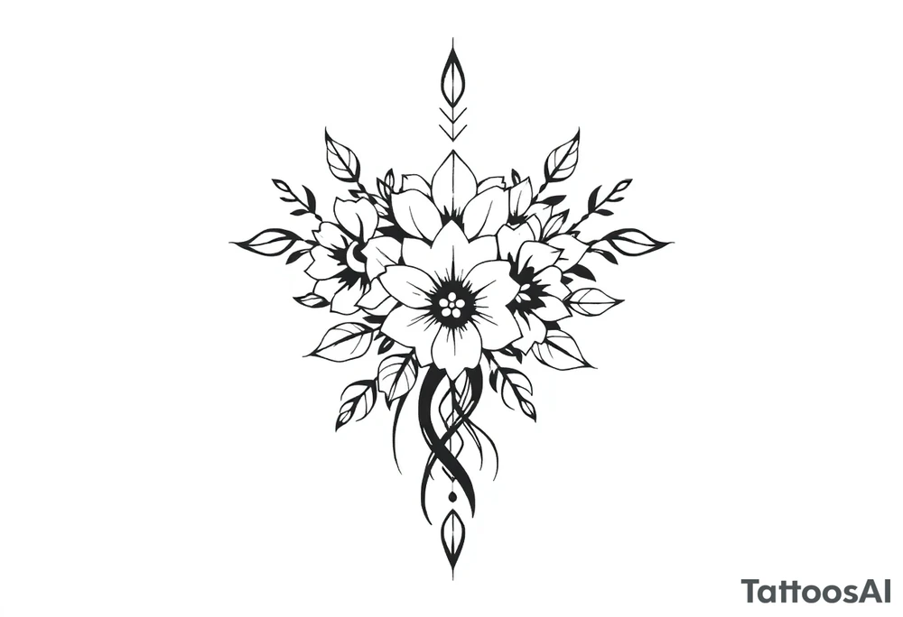 bouquet of flowers tattoo idea