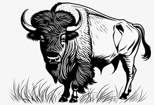 fine line bison outline - white background, clean background, no skin tattoo idea