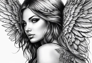 Black angel wing tattoo idea