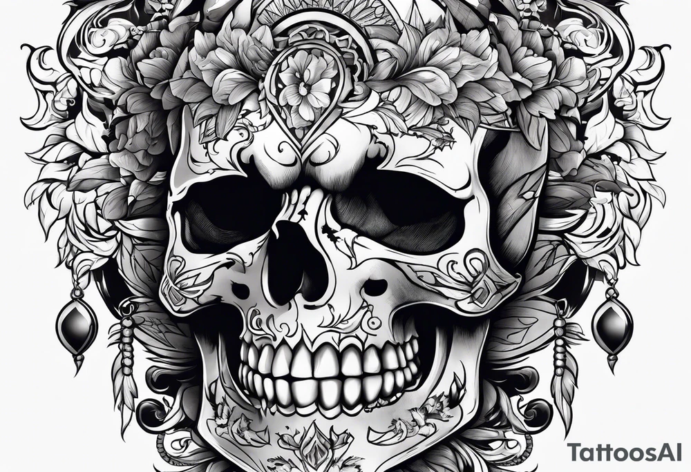 Skull with wolf tattoo idea