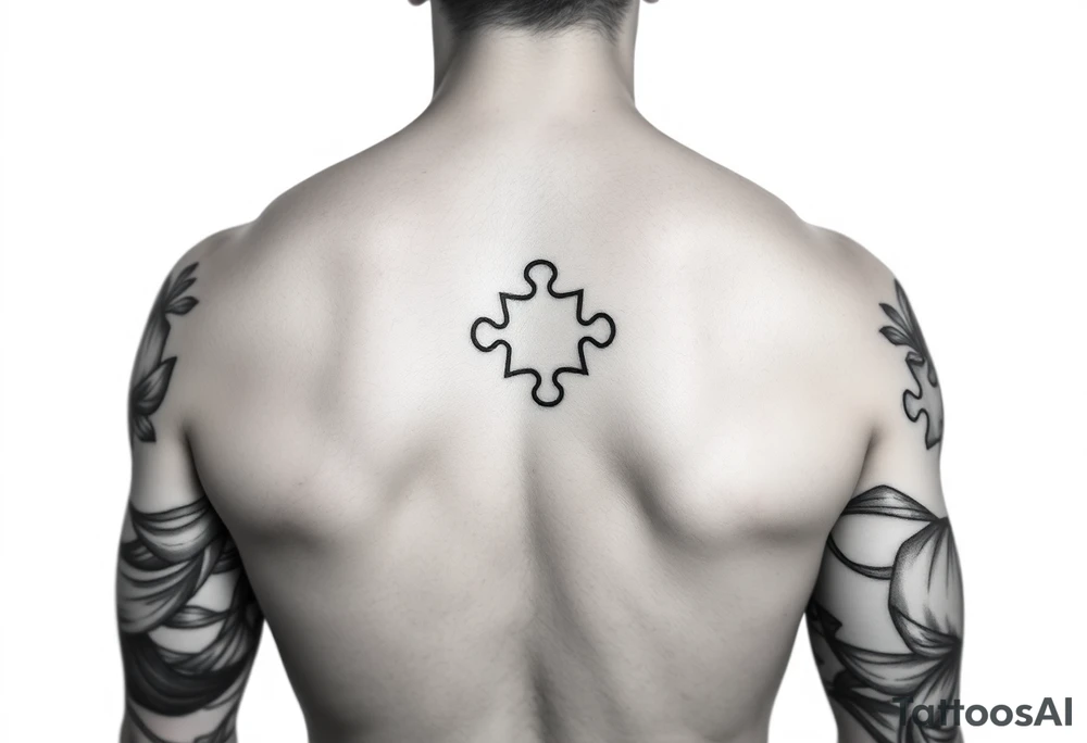 full arm sleeve with autism puzzle pieces tattoo idea
