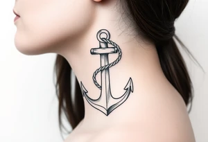 weathered anchor wrapped in nautical rope with sea waves tattoo idea