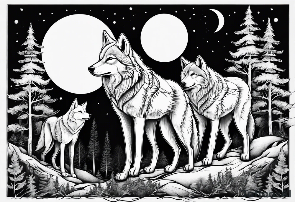 Moon
Wolves
Forest tattoo idea