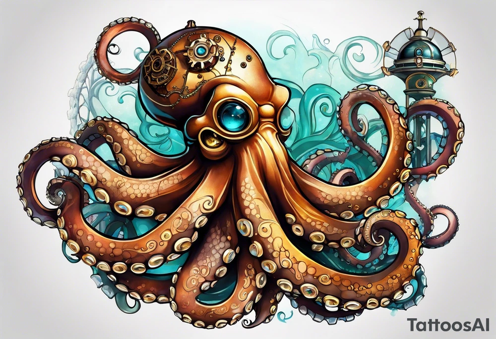 Octopus steampunk tattoo idea